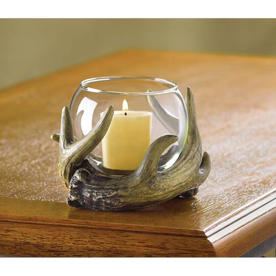 4" Rustic Antler Candleholder